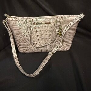Brahmin Mini Asher Hemlock satchel Handbag Purse Gray‎ Leather Shoulder Bag